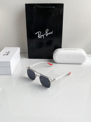 RB #4 METAL WHITE BLACK POLARISED SUNGLASSES