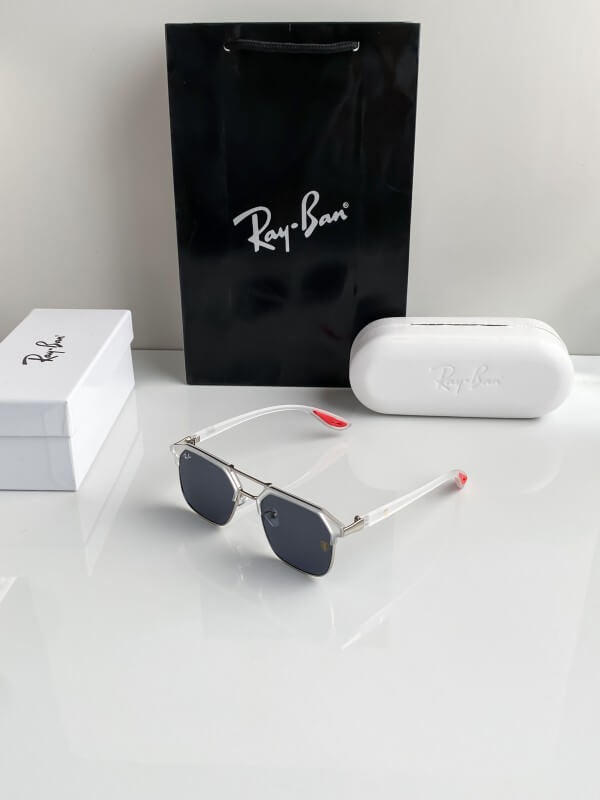 RB #4 METAL WHITE BLACK POLARISED SUNGLASSES