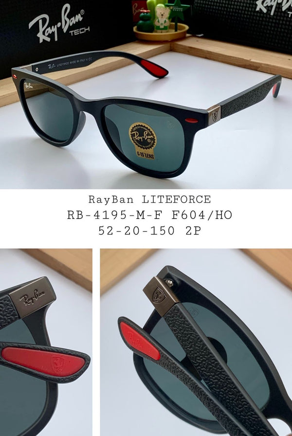 RB 4195 BLACK GLASS LENS WAYFARER UV-400 SUNGLASSES