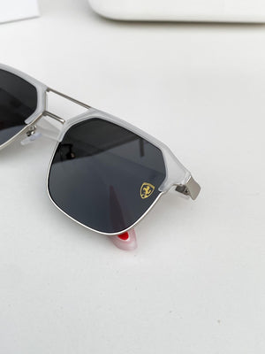 RB #4 METAL WHITE BLACK POLARISED SUNGLASSES