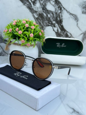 RB #2 METAL SILVER BROWN UV-400 SUNGLASSES