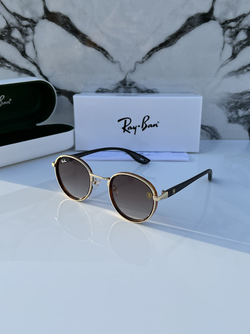 RB #2 METAL GOLD TIGER BROWN UV-400 SUNGLASSES