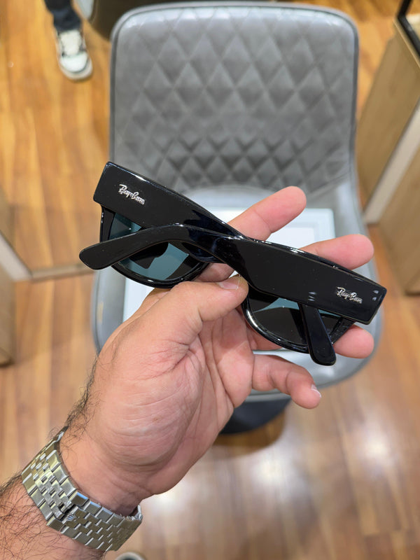 RB 0840 Full Black Glass Lens Mega Wayfarer UV-400 SUNGLASSES