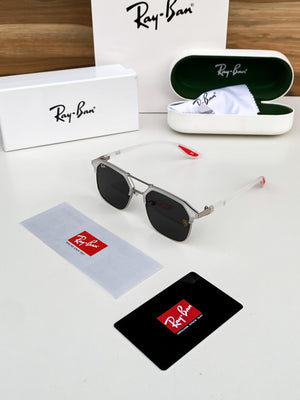RB #4 METAL WHITE BLACK POLARISED SUNGLASSES