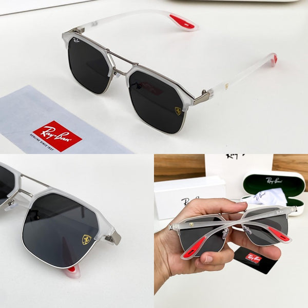 RB #4 METAL WHITE BLACK POLARISED SUNGLASSES
