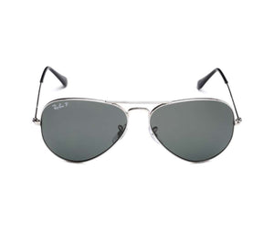 RB Aviator Classic Silver Black UV-400 Sunglasses