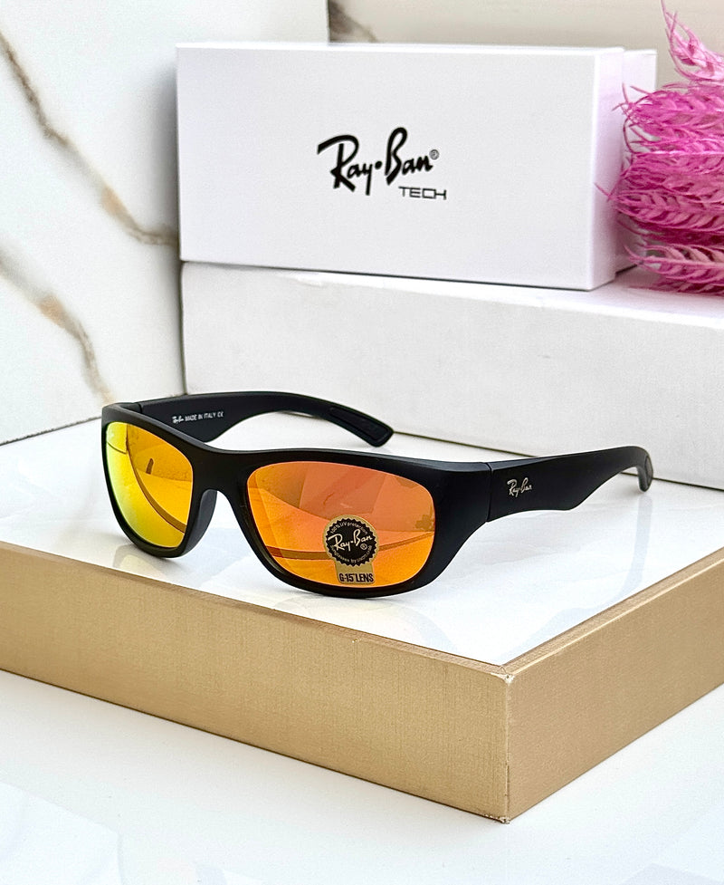 RB 4177 BLACK ORANGE MIRROR UV-400 SUNGLASSES