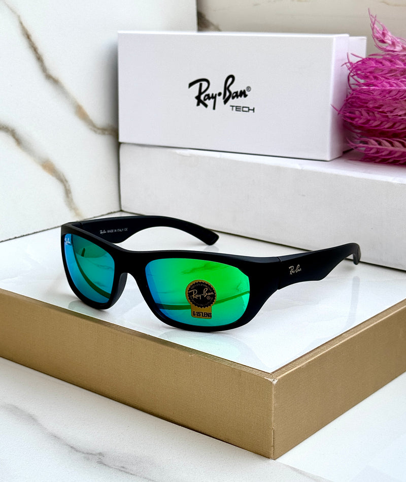 RB 4177 BLACK GREEN MIRROR UV-400 SUNGLASSES