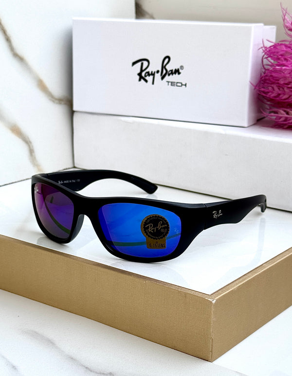 RB 4177 BLACK BLUE MIRROR UV-400 SUNGLASSES