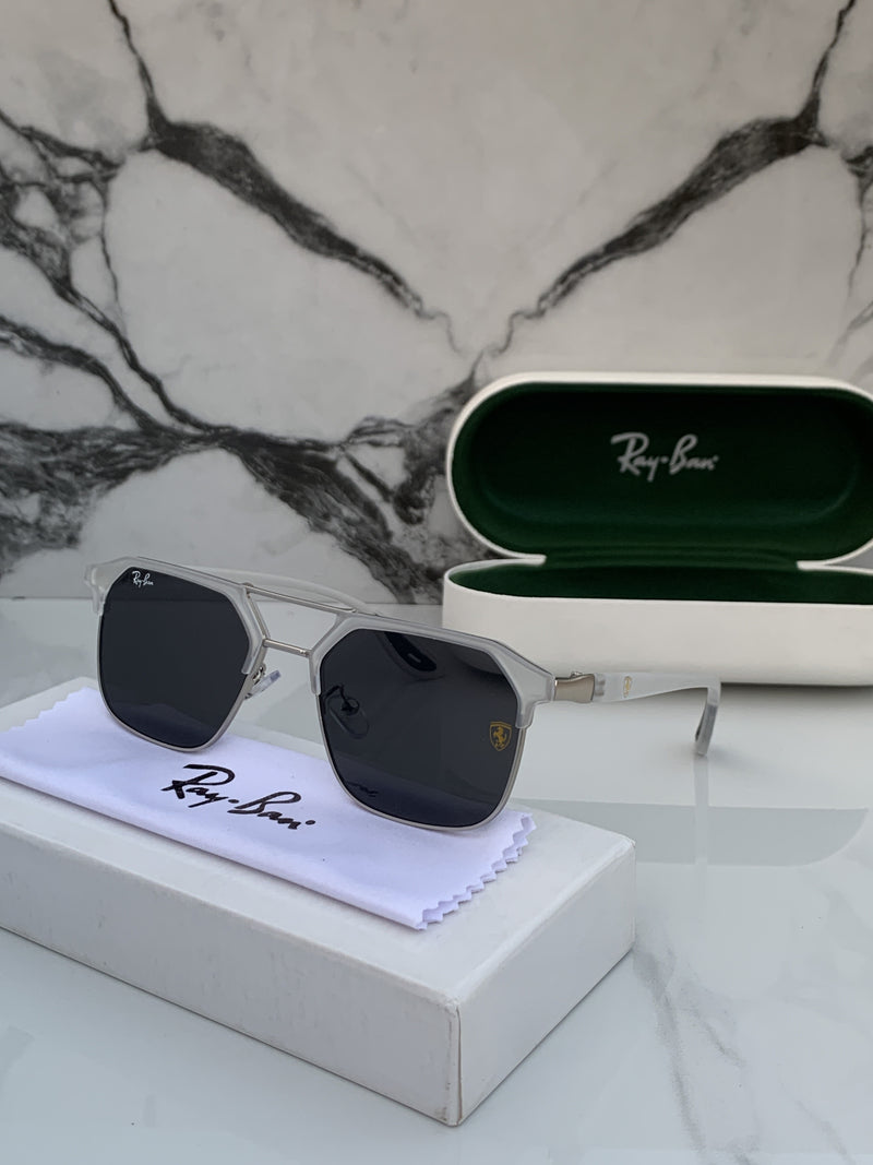 RB #4 METAL WHITE BLACK POLARISED SUNGLASSES