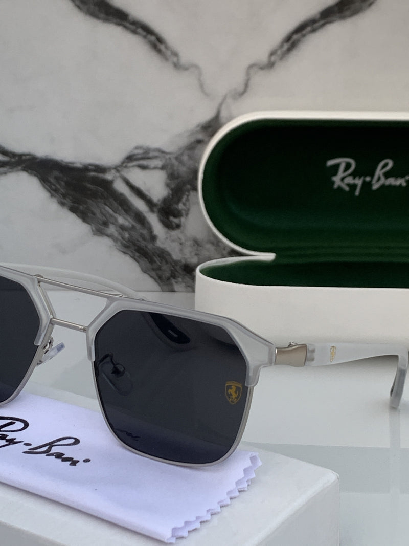 RB #4 METAL WHITE BLACK POLARISED SUNGLASSES