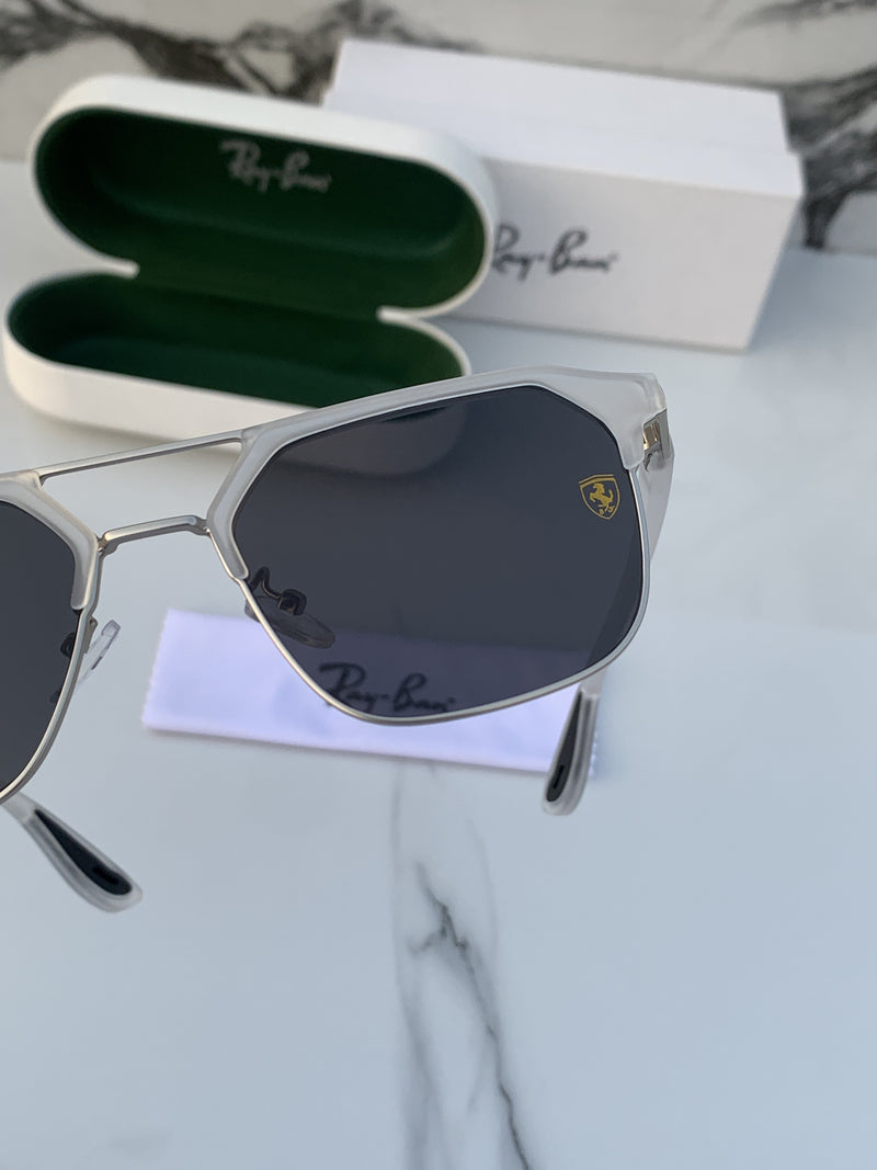 RB #4 METAL WHITE BLACK POLARISED SUNGLASSES