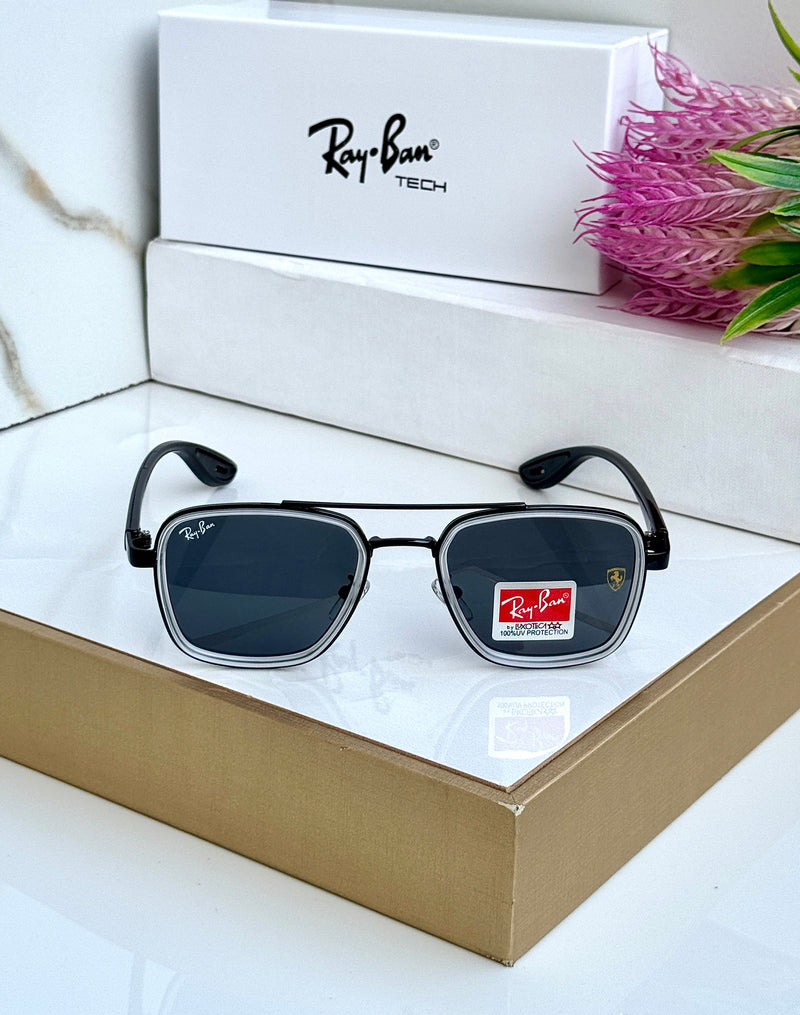 RB #6 METAL BLACK BLACK GREY BLACK UV-400 SUNGLASSES