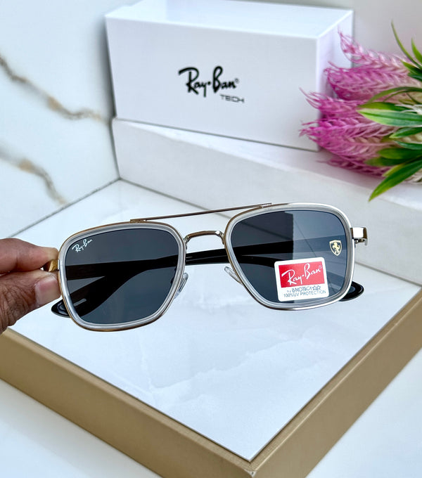 RB #6 METAL BLACK SILVER WHITE BLACK UV-400 SUNGLASSES