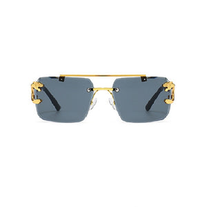New Stylish Rimless Panther face Luxurious Gold Black UV-400 Unisex Fashion Sunglasses (Copy)
