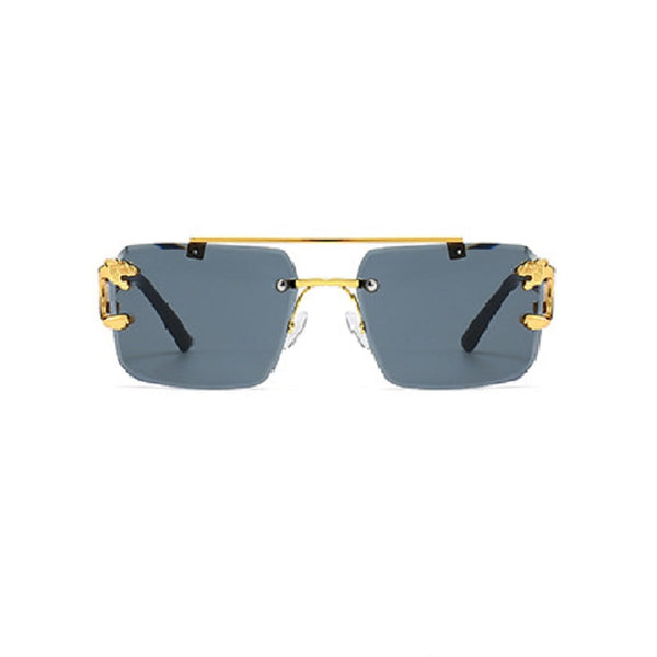 New Stylish Rimless Panther face Luxurious Gold Black UV-400 Unisex Fashion Sunglasses (Copy)