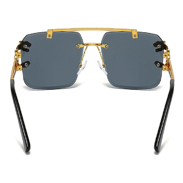 New Stylish Rimless Panther face Luxurious Gold Black UV-400 Unisex Fashion Sunglasses (Copy)