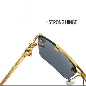 New Stylish Rimless Panther face Luxurious Gold Black UV-400 Unisex Fashion Sunglasses (Copy)