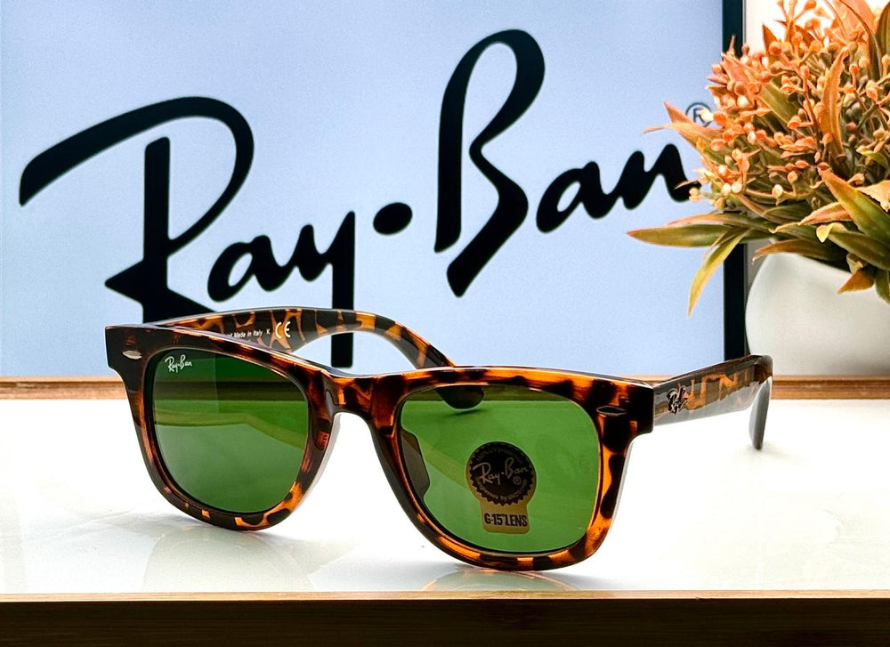 RB 2140 LEOPARD G-15 GLASS LENS WAYFARER UV-400 SUNGLASSES