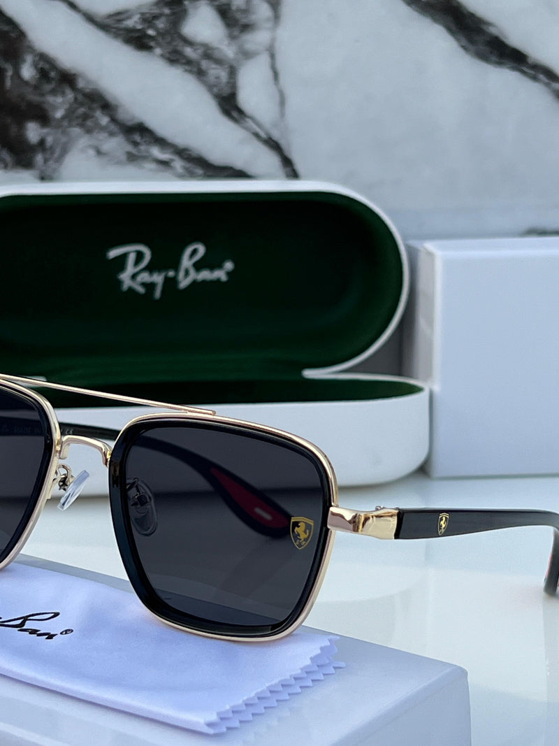 RB #6 METAL GOLD BLACK UV-400 SUNGLASSES