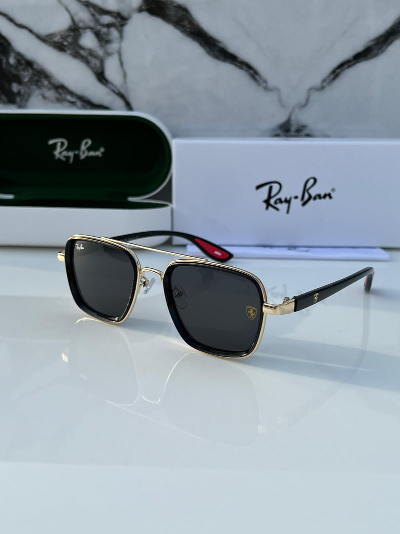 RB #6 METAL GOLD BLACK UV-400 SUNGLASSES