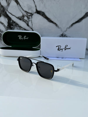 RB #6 METAL ALL BLACK WHITE LEG UV-400 SUNGLASSES