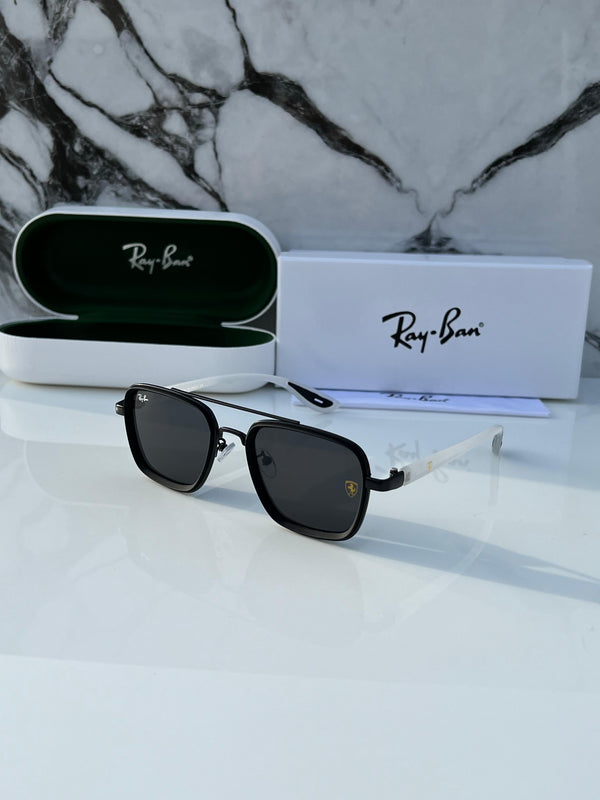 RB #6 METAL ALL BLACK WHITE LEG UV-400 SUNGLASSES