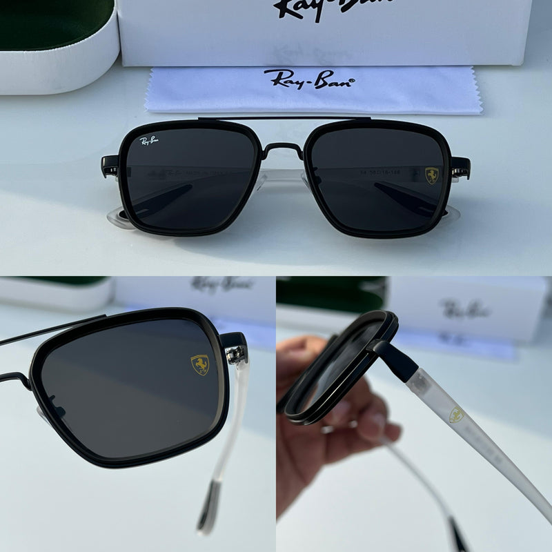 RB #6 METAL ALL BLACK WHITE LEG UV-400 SUNGLASSES