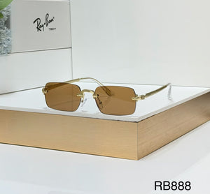 RB Full Rim Luxurious Golden Brown UV-400 Unisex Fashion Sunglasses