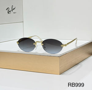 RB Full Rim Luxurious Gold Black Double Shade Oval UV-400 Unisex Fashion Sunglasses