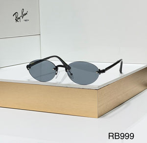 RB Full Rim Luxurious Black Black Oval UV-400 Unisex Fashion Sunglasses