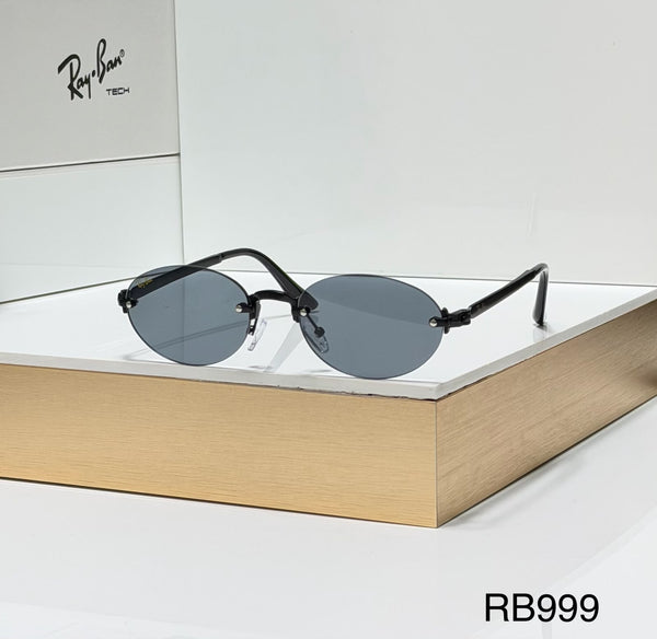 RB Full Rim Luxurious Black Black Oval UV-400 Unisex Fashion Sunglasses