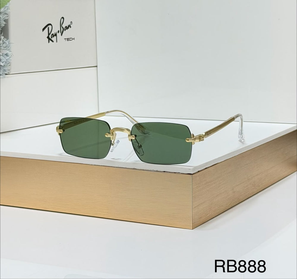 RB Full Rim Luxurious Golden Green UV-400 Unisex Fashion Sunglasses