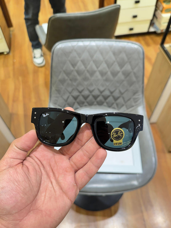 RB 0840 Full Black Glass Lens Mega Wayfarer UV-400 SUNGLASSES
