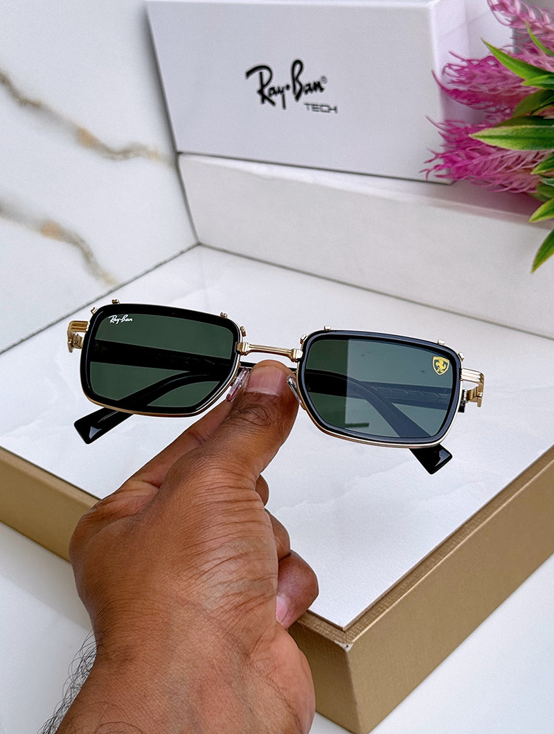 RB 9930 METAL GOLD GREEN UV-400 SUNGLASSES